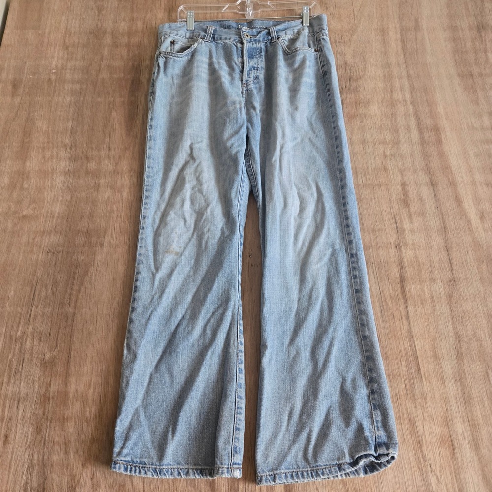 Vintage Guess Jeans Wide Leg Button Fly Denim Pants Light Wash Size 12